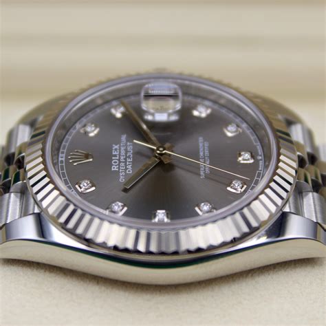 rolex datejust ii grey dial diamond|rolex datejust jubilee grey.